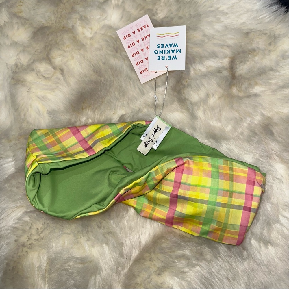 Dippin' Daisy's Pretty Plaid Euphoria Bikini Top NWT Bandeau swim pastel - Picture 5 of 7
